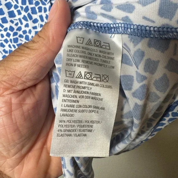 Susan Graver Blue White Abstract Mosaic Button Down Tunic Top Plus Size 3X - Picture 3 of 6